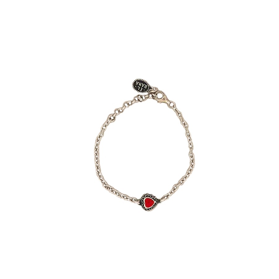 Negozio El Rana | Bracciale Cuore Smaltato Rosso